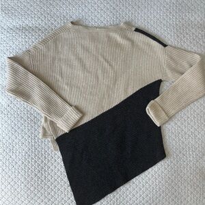 Brochu Walker Colorblock Sweater - Beige and Black Wool Cashmere Blend